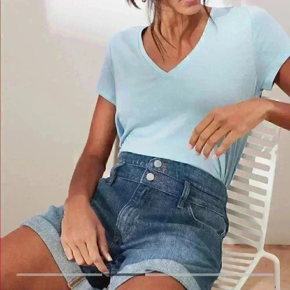 Banana Republic Petite High-Rise Pieced Pull-On Denim Short - Picture 3 of 9